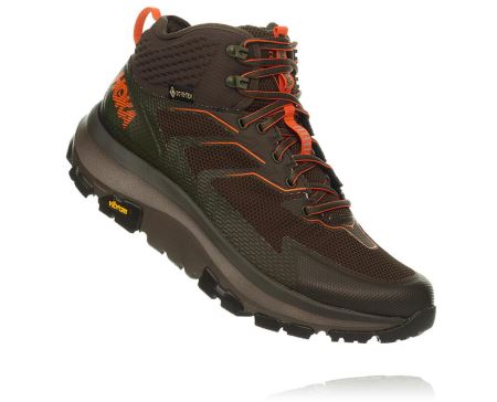 Hoka One One Toa GORE-TEX Homem - Sapatos De Caminhada Pretas Verde Oliva / Laranja | PT-AgO7r21